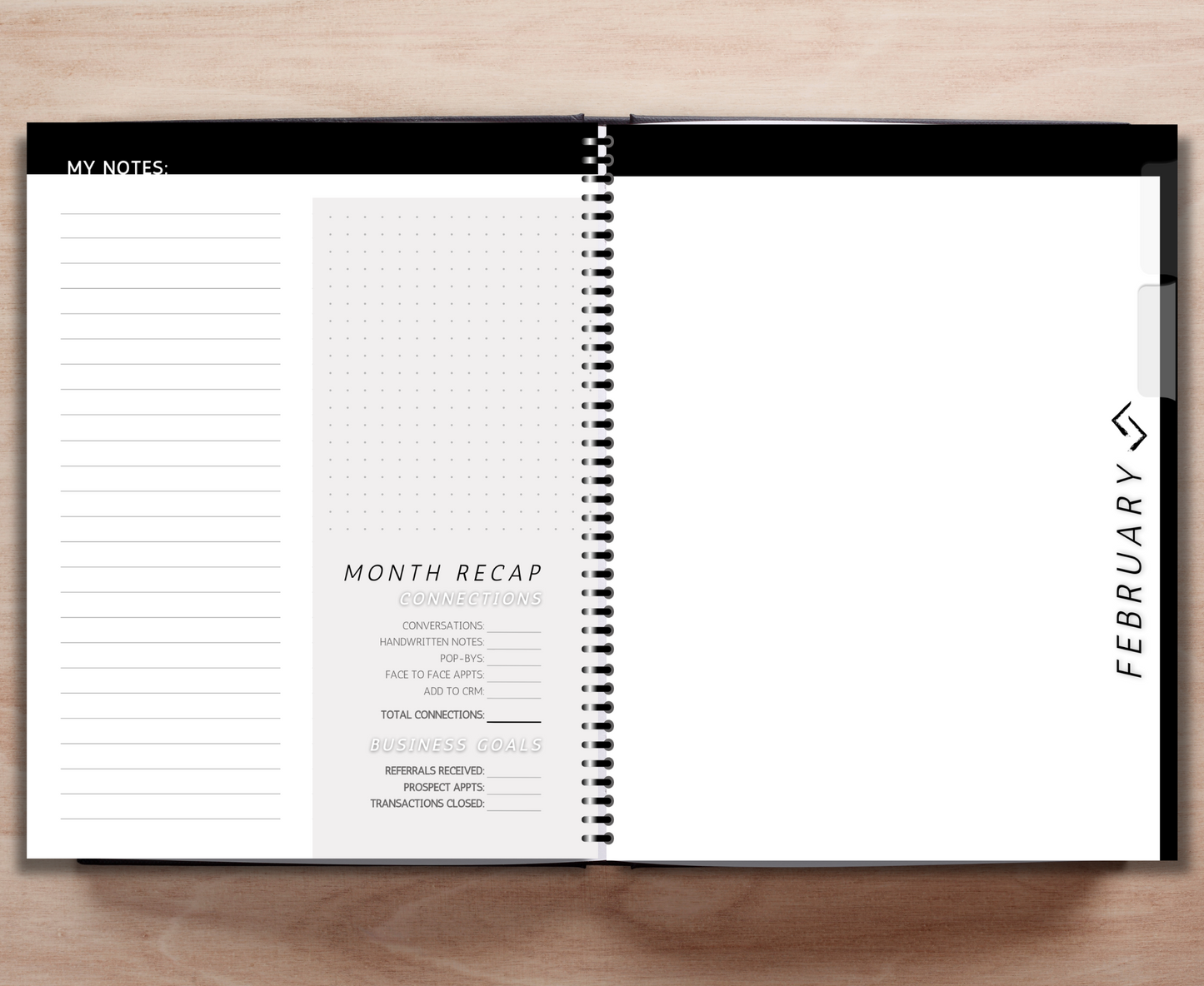 July - Dec 2024 Sales Productivity Planner (Black & White)