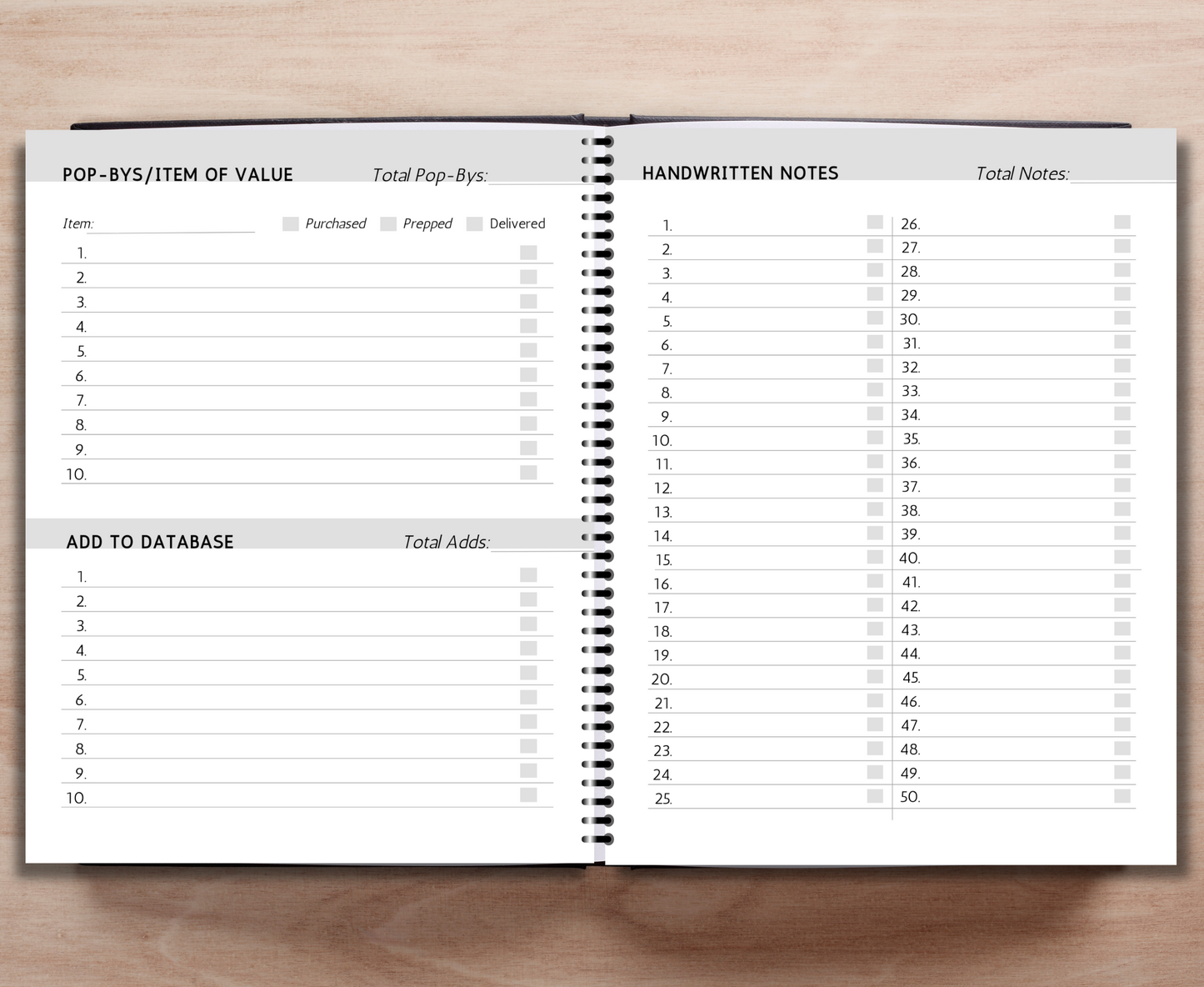 July - Dec 2024 Sales Productivity Planner (Black & White)