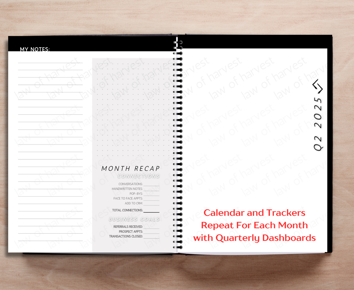 2025 Sales Productivity Planner (Black & White Floral)