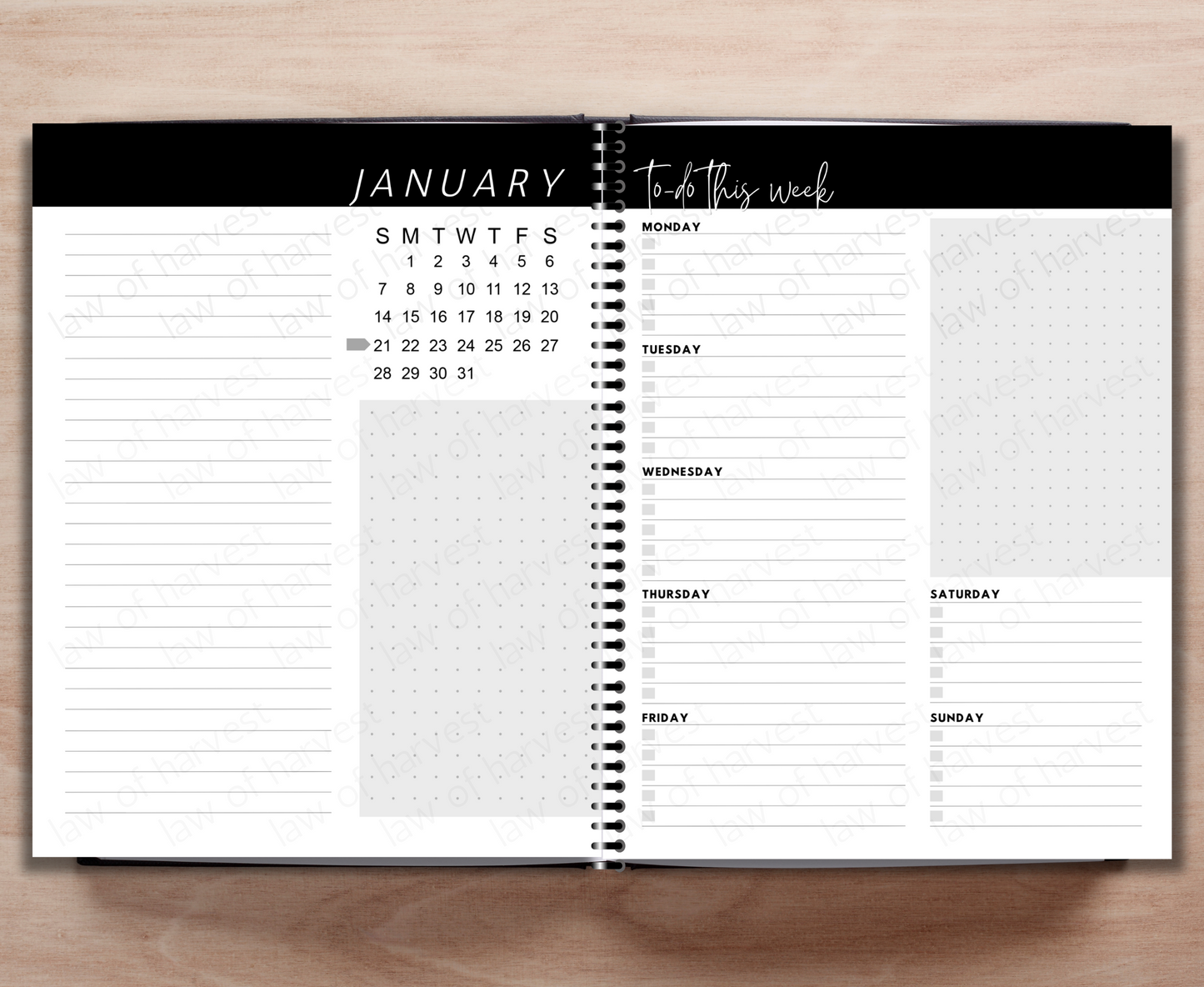 2024 Weekly To-Do (Black & White)